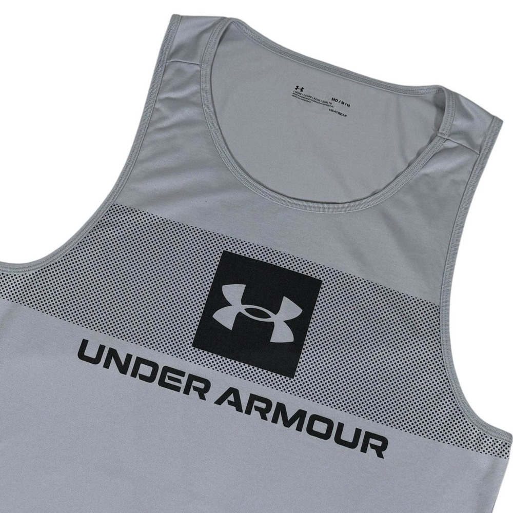 Under Armour Mens HeatGear Loose Fit Graphic Tank Top Gray Medium Sleeveless Gym